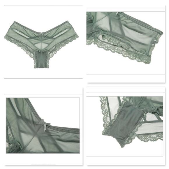 Rouge! Lace Trim Panties in Sage Green - Picture 12 of 13